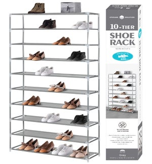 SHOE RACK 10-TIER GREY