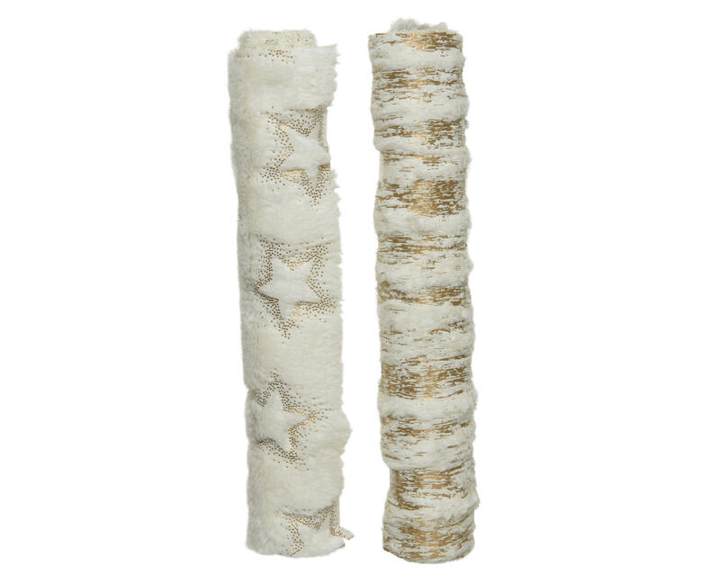 Xmas Deco Fabric Faux White and Gold 1 Each 612386