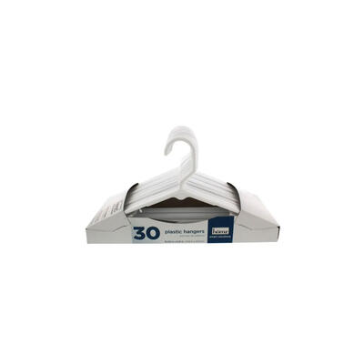 Plastic Clothes Hanger 30 Pack White 1 Each 765-6808WH30