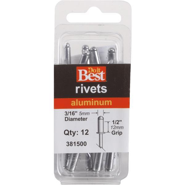  Channellock  Rivet 12 Pack  3/16x1/12 Inch Aluminum  1 Each 381500