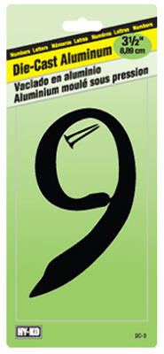  Hy-Ko Number 9 3-1/2 Inch Black Aluminum  1 Each DC-3/9