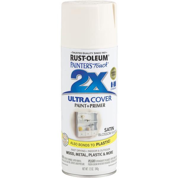 Rust-Oleum Painter's Touch Satin Primer Spray Paint Blossom White 1 Each 249843