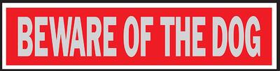  Hy-Ko Self-Adhesive Beware Of Dog Sign 2x8 Inch  Red 1 Each 441