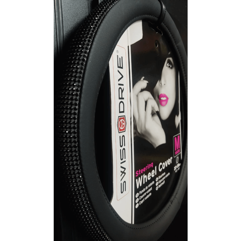 STEERING WHEEL COVER GIRLY BLK