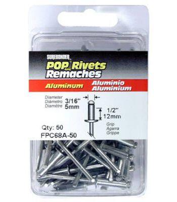  Sure Bonder Long Rivet  3/16 Inch  Aluminum 50 Pack  FPC68A-50