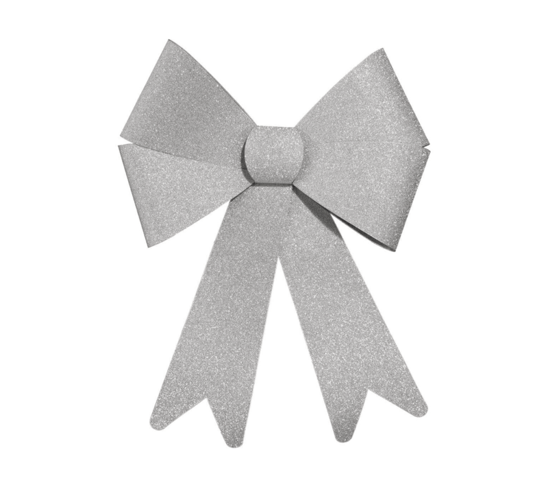 GLITTER BOW 19CM SILVER