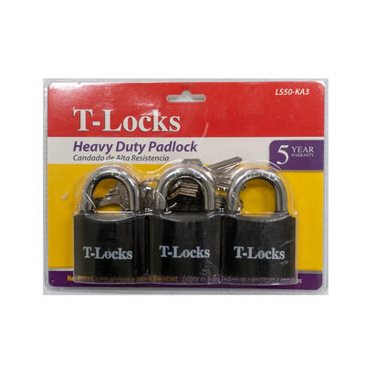 Toledo Keyalike Iron Padlock  50mm 3 Piece T-LS50KA3