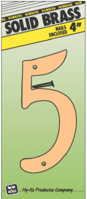  Hy-Ko Number 5 4 Inch Solid Brass 1 Each BR-40/5