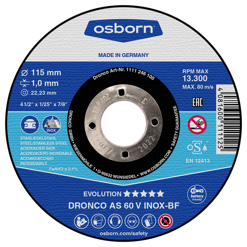 Dronco Cutting Disc Metal 4.5x1/2 115x1mm 1 Each 1111246