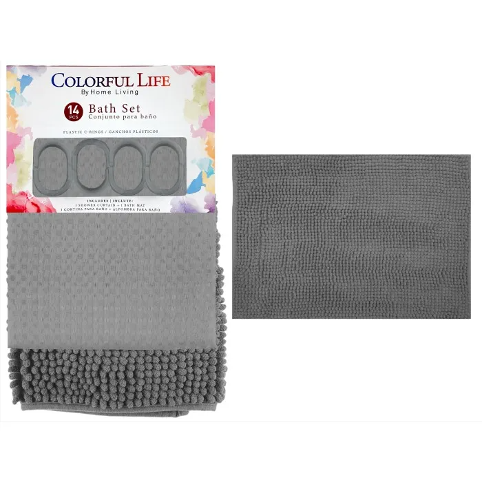 SHOWER CURTAIN W/ BATH MAT