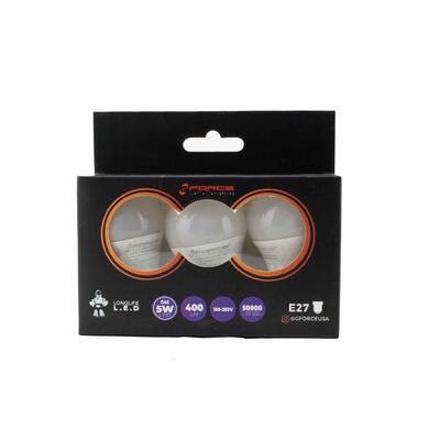 G Force Bulb LED G45 5W Warm White 3 Pack GF-5WG45-E27WW-3PK