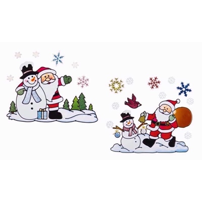SANTA SNOWMAN CLING 33X37CM