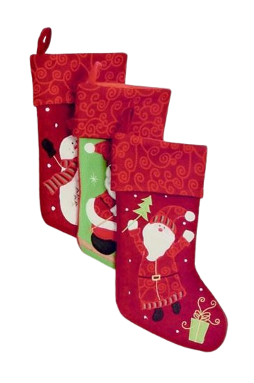 SANTA & SNOWMAN STOCKING 41CM