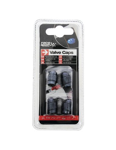 VALVE CAPS SWISS BLK 4PC