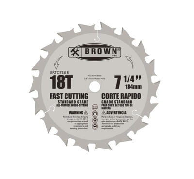  Brown USA Carbide Tip 18 Teeth 7-1/4 Inch  1 Each BRTC72518