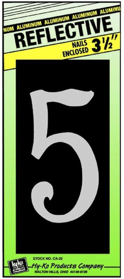  Hy-Ko Reflective Number 5 3-1/2 Inch  Aluminum  1 Each CA-25/5