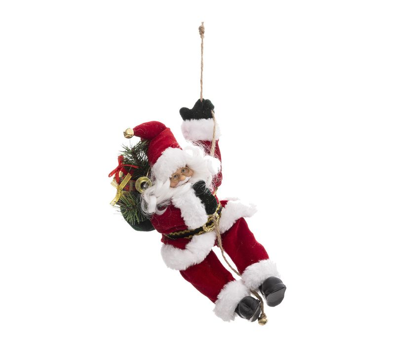 XMAS SANTA ON HIS ROPE 30CM RE