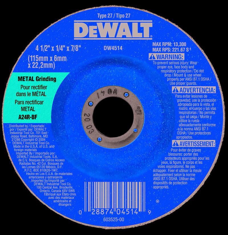 DeWalt Metal Grinding Wheel 4-1/2x1/4 