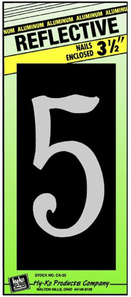  Hy-Ko Reflective Number 5 3-1/2 Inch  Aluminum  1 Each CA-25/5