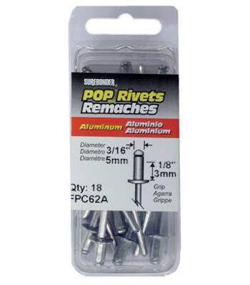  Sure Bonder Short Aluminum Rivet 18 Pack  3/16 Inch  18 Pack FPC62A