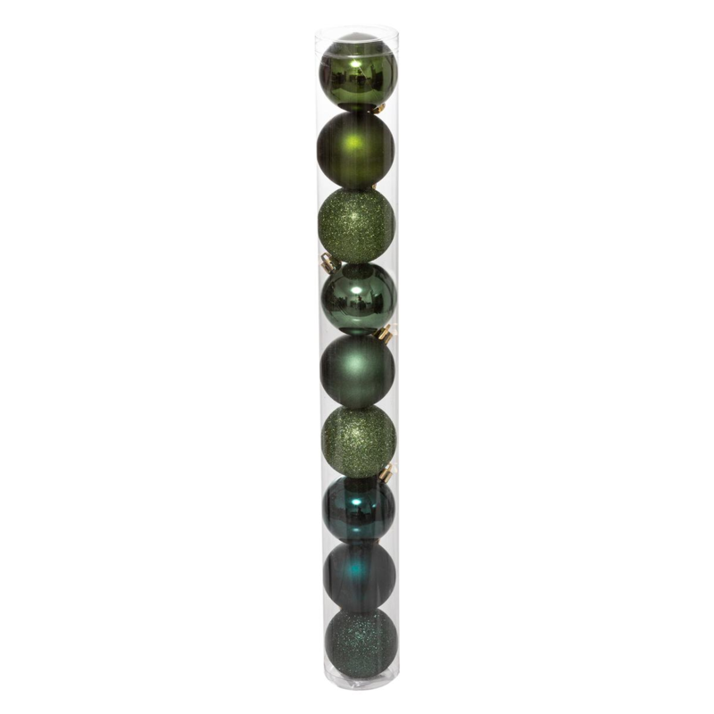 XMAS BALLS 9PCS 60MM GREEN