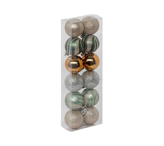 XMAS BALLS 12PCS 40MM ASSORTED
