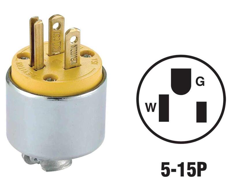  Leviton Armored Cord Plug 2-Pole  15A 125V Yellow 1 Each 000-515PA