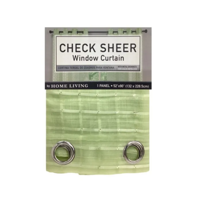 PLAID VOILE GROMMENT CURTAIN