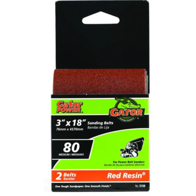 Gator Sanding Belt 80 Grit 3x18 Inch  2 Pack 3159