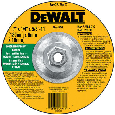  DeWalt GrindingWheel  7x5/8 Inch 1 Each DW4759
