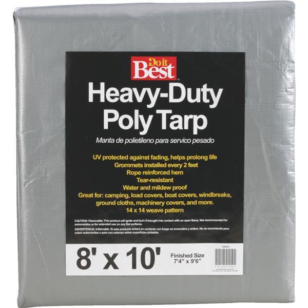 Do It Best  Heavy Duty Poly Tarp 8x10 Foot  Silver 1 Each 725610
