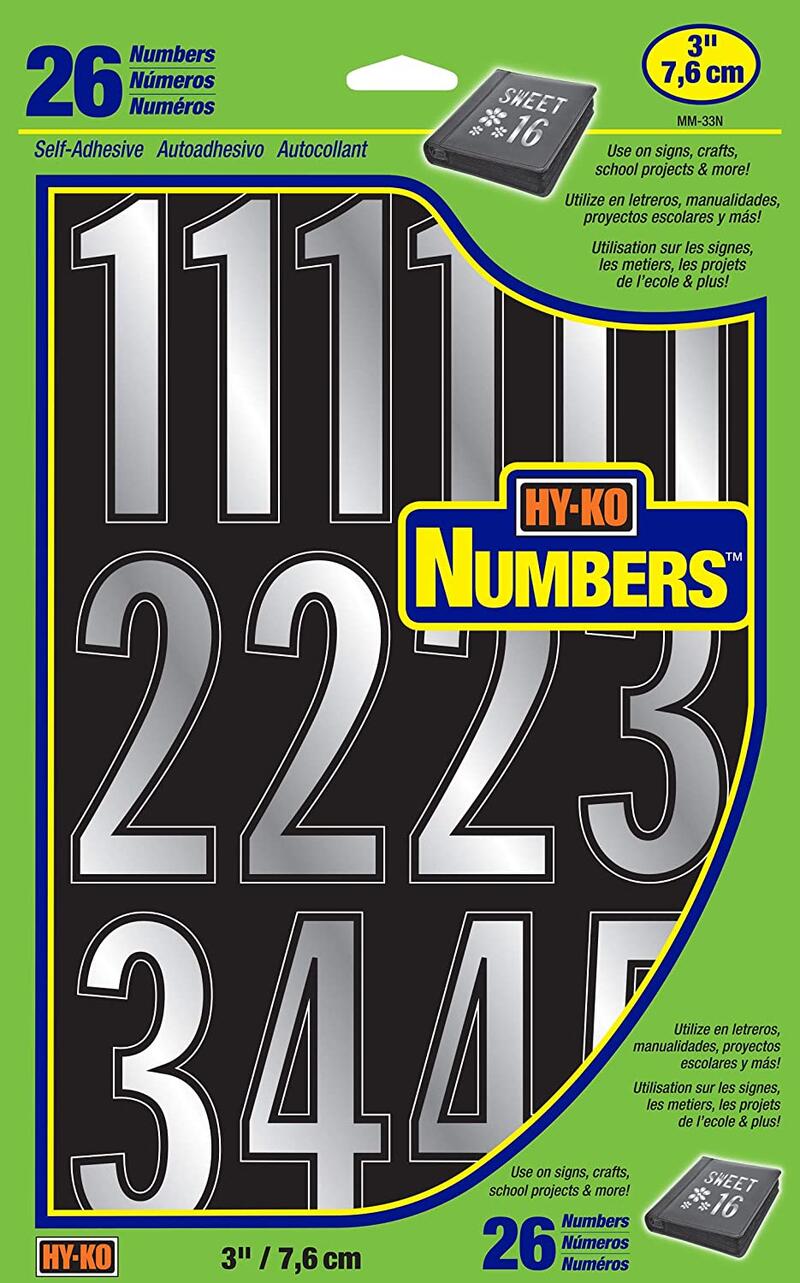  Hy-Ko Prism Number Set 3 Inch  Silver 1 Each MM-33N