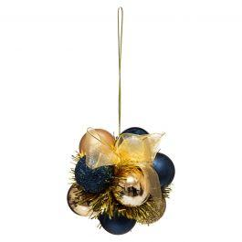 XMAS FLOWER BALL BLUE/GOLD