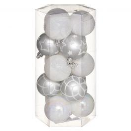 XMAS BALLS 15PCS 50MM WHT/SIL