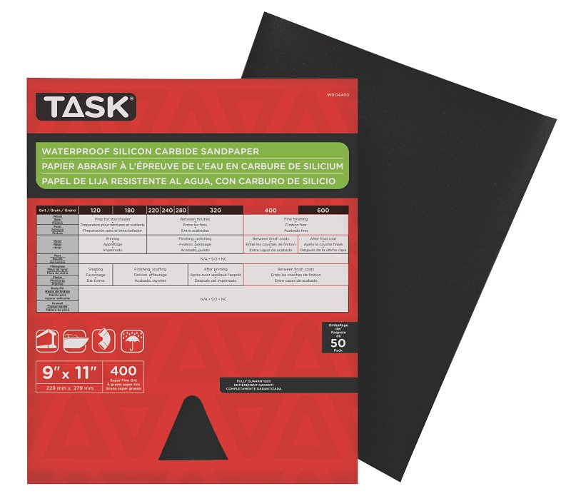 Task Waterproof Sandpaper 400 Grit  9x11 Inch  1 Each WDO440 ABRW0400