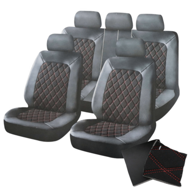 SEAT COVER NAPLES BLK/RED 12PC