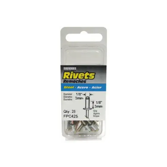  Sure Bonder Short Rivet  1/8 Inch   Steel 25 Pack  FPC42S