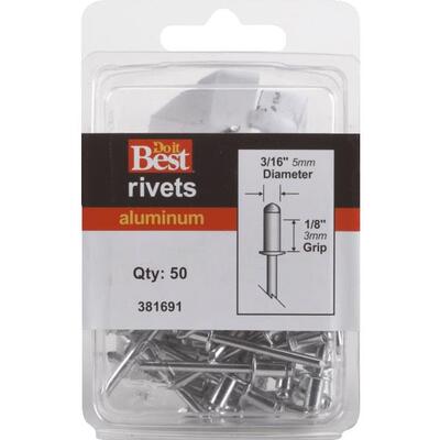  Channellock  Multigrip Rivet 50 Pack  3/16x1/8 Inch  Aluminum  1 Each 381691