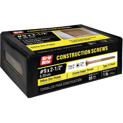  Grip Rite Construction Wood Screw #9x2-1/2 Inch  1 Box  212GCS1