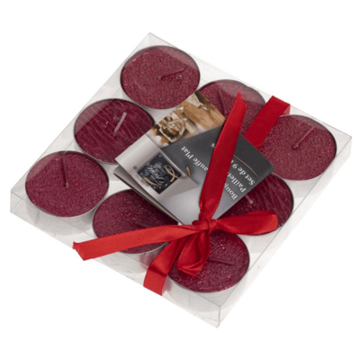 CANDLE SET9 PARAFINE RED 12GR
