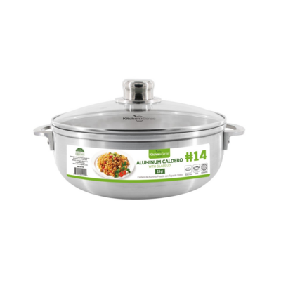 ALU CALDERO W/ GLASS LID 13QT