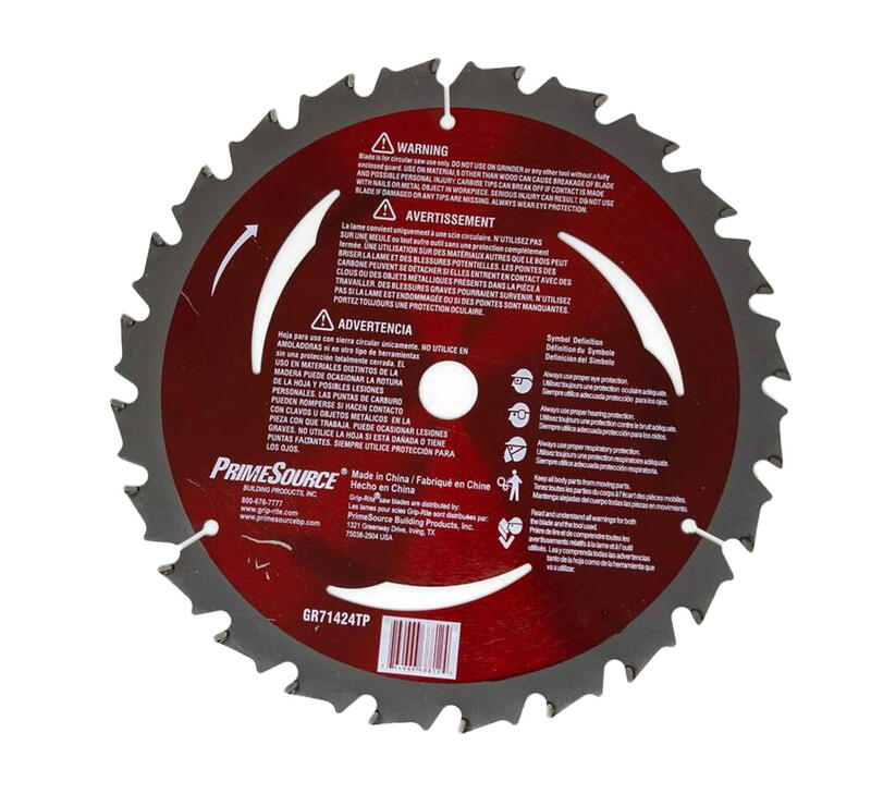 Grip Rite Circular Saw Blade Carbide 24t 7-1/4 Inch 1 Each