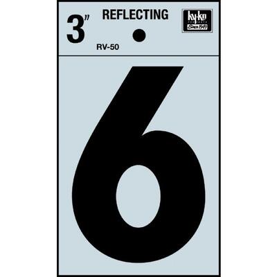  Hy-Ko Reflective Adhesive Number 6 3 Inch  1 Each RV-50-6