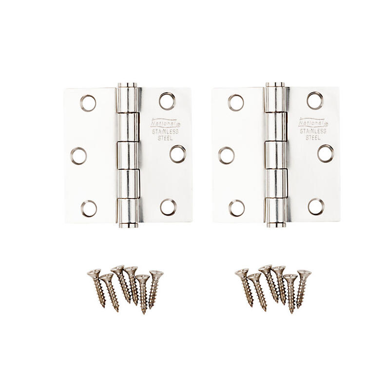 National Square Corner Door Hinge 2.5 In SS 1 Pair N276-972