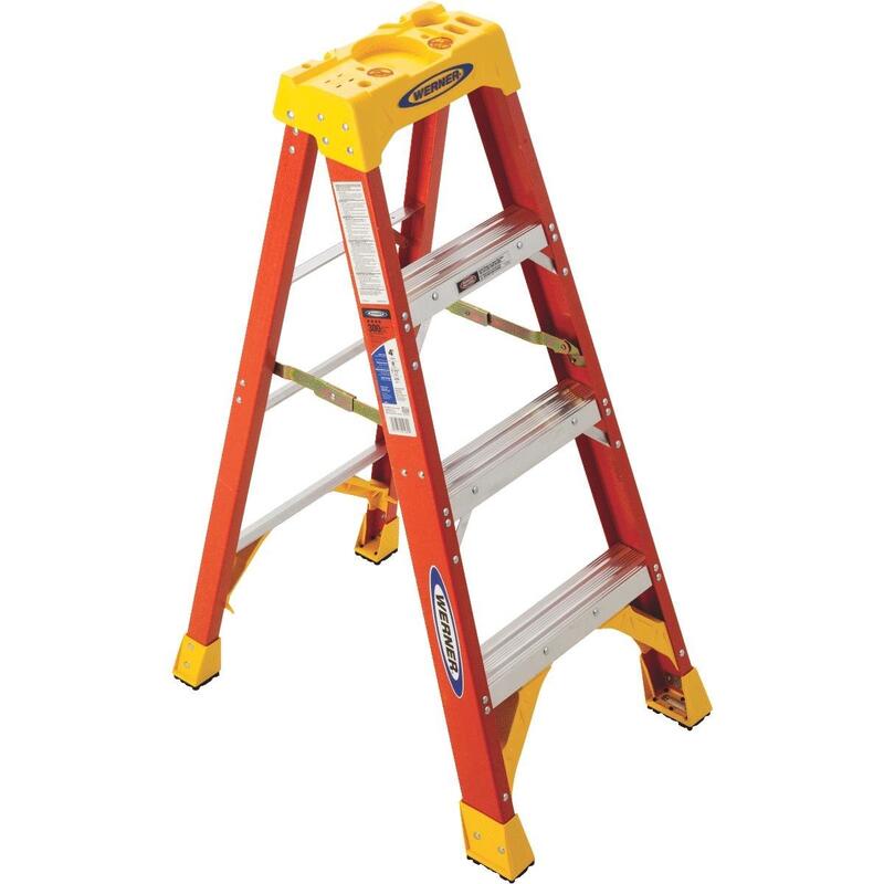  Werner Fiberglass Step Ladder IA 4 Inch  Aluminum  1 Each 6204