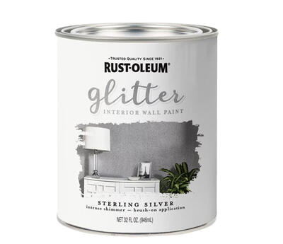 Rust-Oleum Glitter Interior Wall Paint Silver 1 Quart 323858: $87.12
