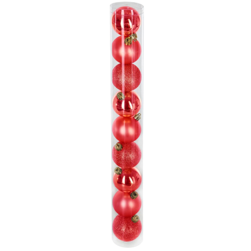 XMAS BALLS 9PCS 60MM RED