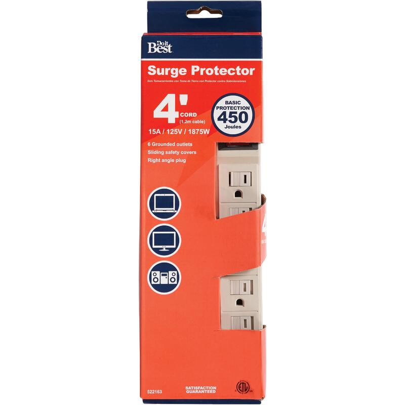 Do It Best Power Surge Strip 6 Outlet 450J Tan 1 Each 041453DB LTH-6HS/A14