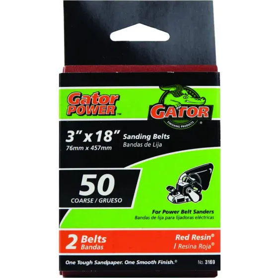  Gator Sanding Belt 50 Grit 3x18 Inch  1 Each 3169