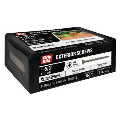  Grip Rite  Phillips Exterior Screw #6x1-5/8 Inch  1 Each PTN158S1